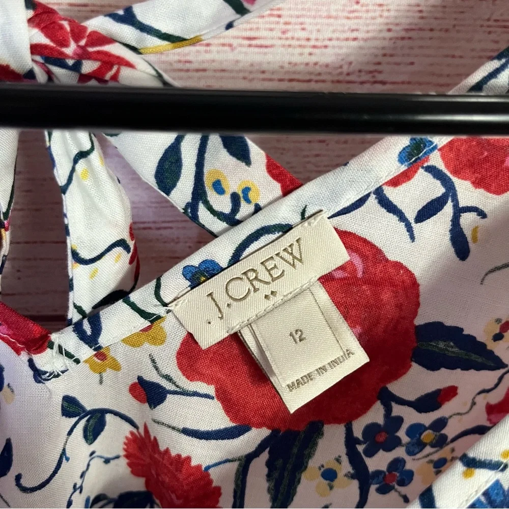 J. Crew Floral Bell Sleeve Back‎ Tie Top Size 12